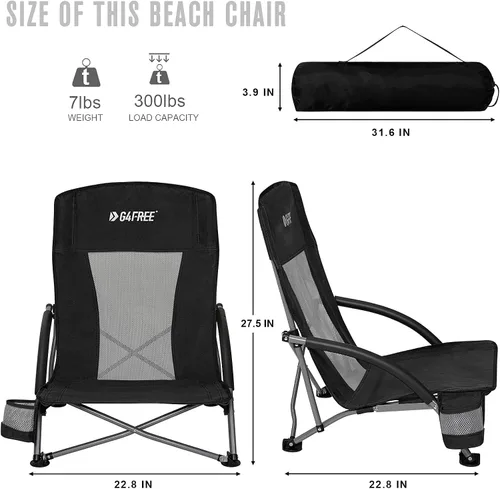 Miniatura 3 de G4Free Silla de playa plegable portátil mochila de playa silla de camping para adultos con respaldo de malla