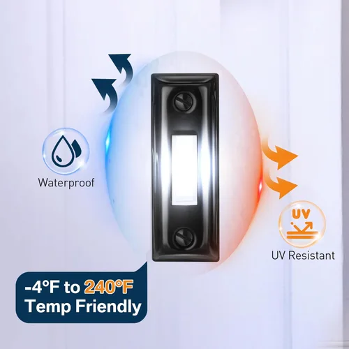 Miniatura 4 de Dreyoo Botón Pulsador de Timbre de Metal, Botón de Timbre de Puerta de Metal Resistente con Cable LED Iluminado Montado en Pared Botones Pulsadores