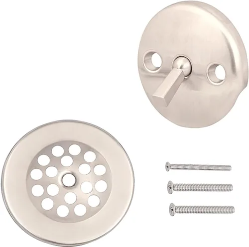 Kit de desagüe de tina de palanca de viaje con colador – Placa frontal de desbordamiento de 2 agujeros, tornillos a juego – Juego de reemplazo de