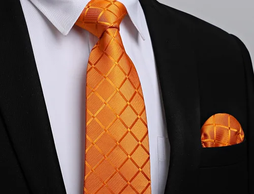 Miniatura 262 de HISDERN Conjunto de corbata a cuadros a cuadros pañuelo tejido clásico formal para hombre corbata y bolsillo cuadrado