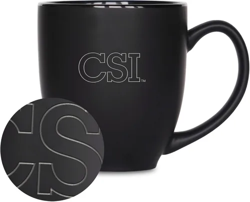Miniatura 414 de Rico Industries - Taza de cerámica mate negra con grabado láser estándar de 15oz para NCAA (escuelas T & U) - Para bebidas calientes o frías