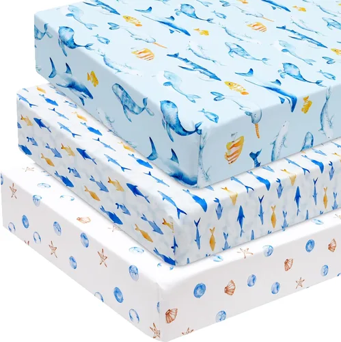 Miniatura 22 de david's kids Juego de 4 sábanas ajustadas para cuna, juego de sábanas para bebé ultra suaves, transpirables y cómodas, neutras, para niños y niñas