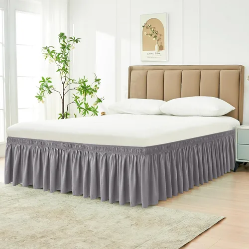Miniatura 2 de Biscaynebay - Faldones envolventes para camas Twin y Twin XL, caída extra corta de 9 pulgadas, volantes elásticos de polvo gris plateado de fácil