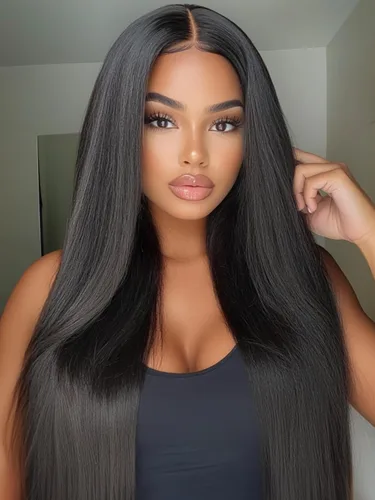 Miniatura 30 de KLAIYI Peluca de cabello humano con encaje frontal precortada 7x5, corte Bob en capas, corte romo, cordón sin pegamento, peluca predepilada