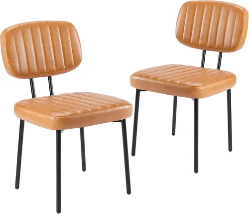 Miniatura 12 de Sweetcrispy Juego de 2 sillas de comedor, tapizadas de mediados de siglo, modernas sillas decorativas de cocina con asiento acolchado de piel
