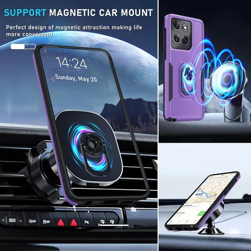 Miniatura 7 de Funda diseñada para Motorola Moto G Stylus 5G 2025/2026, color lavanda Tempered Glass Screen Protector,Built in Ring Holder Kickstand,Heavy Duty