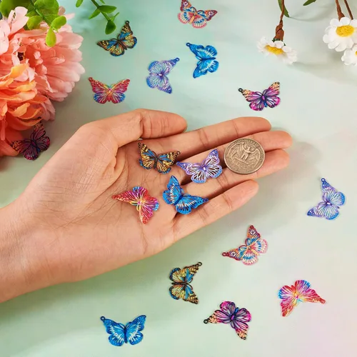 Miniatura 7 de Conectores de Filigrana Colgantes, Acero inoxidable, No es una piedra preciosa 0Mariposa-6