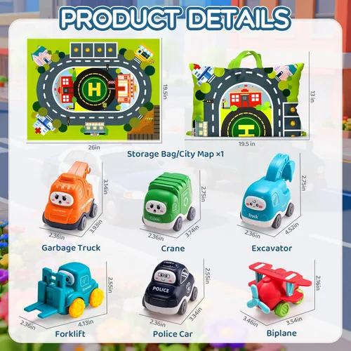Miniatura 6 de Juguete grande de camión de dibujos animados para niños de 1 año con tapete de juego/bolsa de almacenamiento, juguetes para bebés y niños pequeños