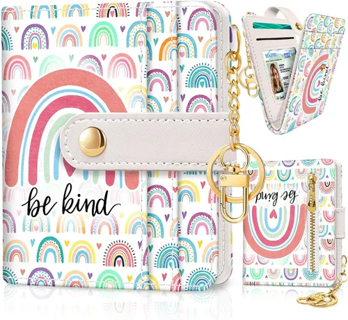 Miniatura 24 de Jogjam Cartera pequeña para mujer, Rfid delgada y compacta para tarjetas de crédito, billetera plegable de piel sintética, bolsillo con cremallera
