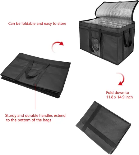 Miniatura 6 de Yalin XXXL - Bolsa térmica grande con aislamiento, enfriador de espuma de poliestireno para mantener los alimentos calientes o fríos, bolsa Negro
