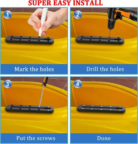 Miniatura 7 de Huntury Pista de kayak, pista de perfil bajo para kayak, riel de kayak, pista de montaje de accesorios de kayak, pista de engranajes de kayak