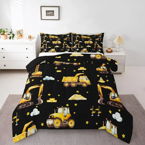 Miniatura 9 de Erosebridal Juego de edredón de coches tamaño individual para niños y niños, juegos de edredón de helicóptero de avión, ropa de cama de globo