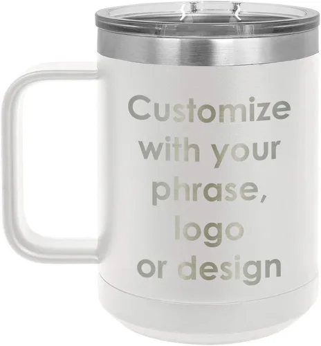 Miniatura 18 de Personalizado Negro 15 oz taza de café w/tapa deslizante superior Añadir su texto personalizado con nombres, frase, diseño o logotipo