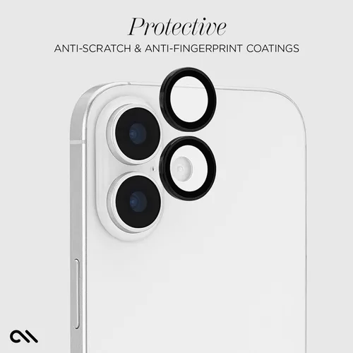 Miniatura 3 de Case-Mate Protector de lente de cámara con anillos negros de aluminio para iPhone 17, doble vidrio templado, antiarañazos, visión Ultra HD con toma