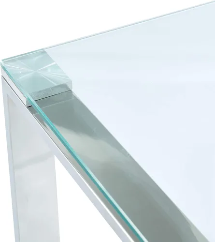 Miniatura 5 de Whi Mesa de café contemporánea, cristal y cromo, PLATA