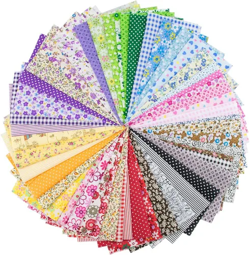 Foraineam 50 piezas de 8 x 8 pulgadas (7.9 in x 7.9 in) surtido de tela de algodón para manualidades, cuadros de retazos impresos para manualidades,