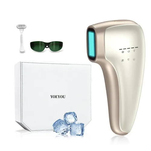 Depilación láser IPL indolora para mujeres y hombres, tecnología de enfriamiento de hielo de zafiro de 39 °F, dispositivo de depilación láser en