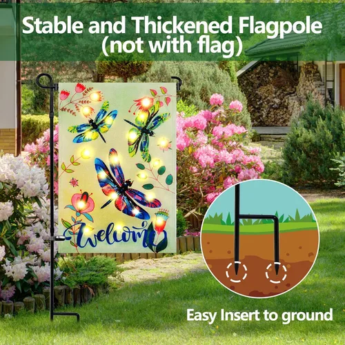 Miniatura 3 de Paquete de 3 soportes para bandera de jardín, revestimiento de polvo de alta calidad, resistente a la intemperie, soporte de bandera de metal
