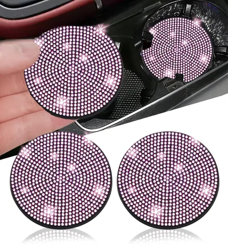 Miniatura 10 de NBTEPEM 2 posavasos de auto con diamantes de imitación, 2.75 pulgadas, antideslizantes, a prueba de golpes, universal, a la moda, para auto