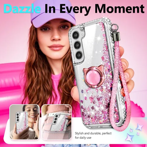 Miniatura 70 de NGB - Funda de teléfono diseñada para Samsung Galaxy S9+ Plus, morado/azul, con purpurina líquida para mujeres y niñas, con protector de pantalla