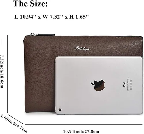 Miniatura 3 de BALIDIYA - Bolso de mano para hombre con cremallera Marrón talla única billetera de viaje