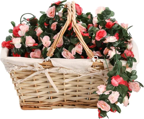 Miniatura 6 de Foraineam Paquete de 10 guirnaldas de rosas artificiales colgantes de 82 pies, rosas falsas, flores, plantas, hiedra, hogar, hotel, oficina, boda