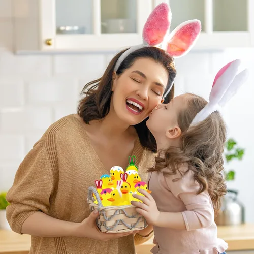 Miniatura 5 de Pato de goma de Pascua, conejo, conejo, paquete de seis patitos para niños, huevos de Pascua, regalos de cumpleaños, baby showers, actividades