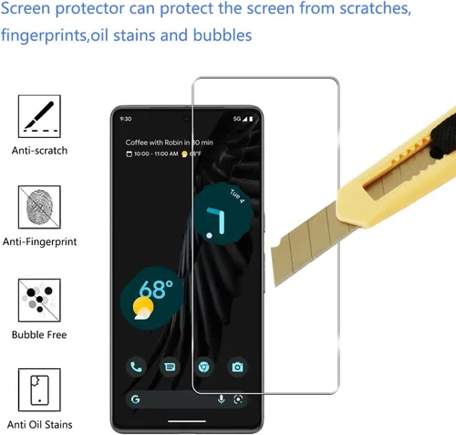 Miniatura 3 de Protector de pantalla de vidrio templado para Google Pixel 7 5G, transparente HD, dureza 9H, antiarañazos, compatible con Google Pixel 7 5G