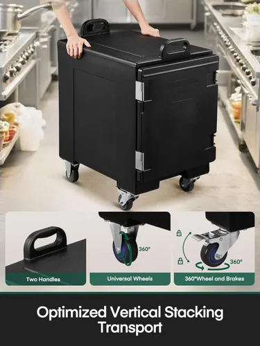 Miniatura 4 de Calentador de alimentos para catering con ruedas, 82 cuartos de galón aislado para alimentos, caja calentadora de alimentos LLDPE para 5 sartenes