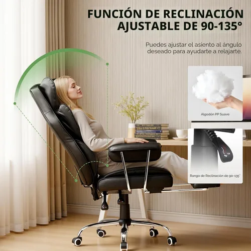 Miniatura 8 de COMHOMA Silla de Oficina Grande y Alta, Silla Gaming de Cuero con Respaldo Alto y Reposapiés, Silla de Oficina Ejecutiva Ergonómica con Soporte