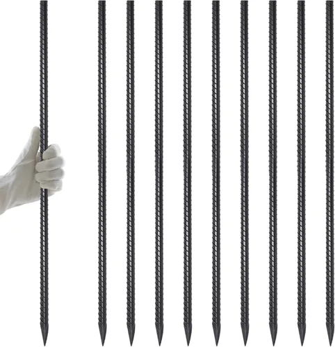 Miniatura 12 de AAGUT Estacas de Refuerzo de 16 pulgadas (34 piezas) Anclajes de Tierra Resistentes de 3/8" Estacas de Jardín de Acero Estacas de Metal Rectas