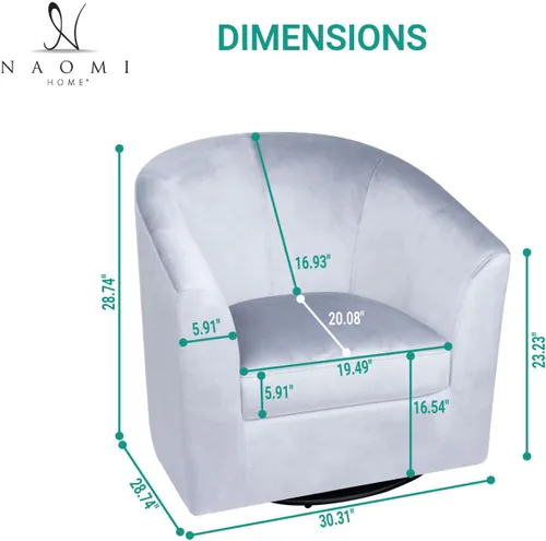Miniatura 2 de Ariana Silla Giratoria de Barril de 360 Grados Silla de Acento Giratoria para Sala de Estar con Reposabrazos Silla de Acento Pequeña para el Hogar