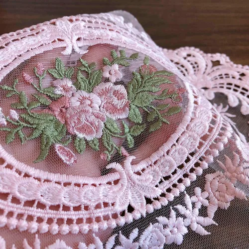 Miniatura 4 de Paquete de 2 manteles individuales de encaje retro, manteles individuales de ganchillo francés, manteles bordados a mano, 12 x 16 pulgadas, manteles