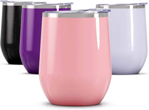 Miniatura 37 de Maars Bev - Vaso de vino de acero inoxidable sin tallo con tapa, aislado al vacío de 12 onzas, a prueba de derrames, apto para viajes, vasos midnight