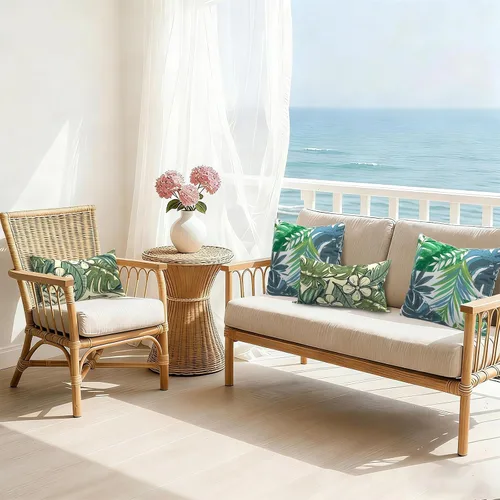 Miniatura 113 de Juego de 2 almohadas para exteriores de 16 x 16 pulgadas, repelentes al agua con interiores, para muebles de patio, hogar, jardín, geometría bohemia