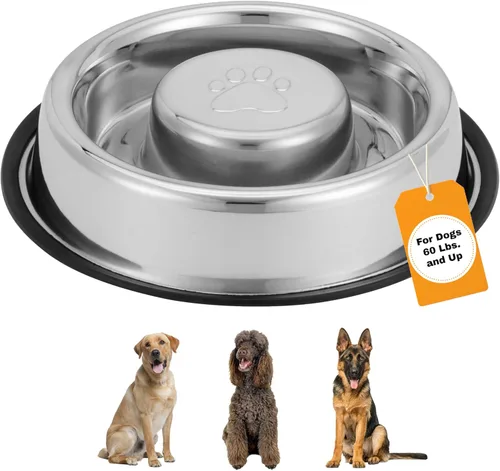 Miniatura 10 de Neater Pet Brands - Tazón de acero inoxidable para alimentación lenta para perros que comen rápido de raza grande, comedero de metal para perros