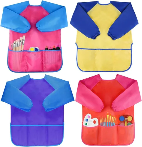 Miniatura 12 de Bassion Kids Art Smock, Toddlers Painting Aprons Colorful Waterproof Children Artist Smock Age 2-8 Years Gifts
