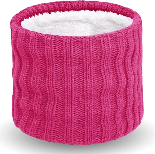 Miniatura 9 de Wandx Polaina de forro polar para niños y niñas, para invierno, para clima frío, cubierta facial de punto de rayas anchas para niños y niñas