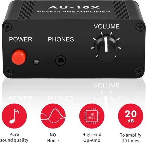 Miniatura 4 de Mini preamplificador de audio estéreo pequeño, amplificador de auriculares, ganancia de 20 dB Phono Turntable Phonograph preamplificador