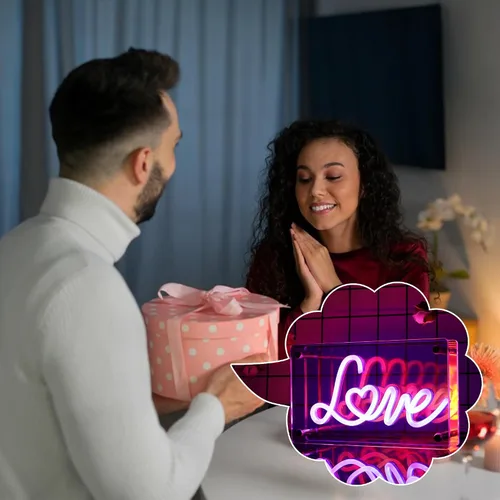 Miniatura 7 de Attivolife Letrero de neón de corazón infinito, lámpara de neón rosa iluminada, romántica caja de luz LED arcoíris con alimentación USB, decoración