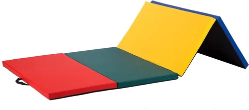 Miniatura 10 de Exercise Mat 2'x6'/4'x8'/4'x10' Gymnastics Mat Folding Gymnastics Tumbling Mats 1.6"-2" Thick PU Leather Yoga Mat Portable With Carrying Handles for