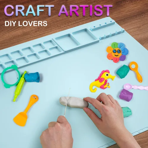 Miniatura 2 de Tapete de silicona para manualidades, tapete de pintura de silicona de 20 x 16 pulgadas con taza, hoja de silicona antiadherente para fundición