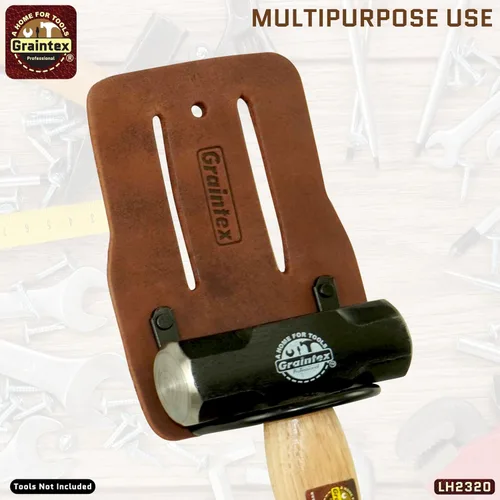 Miniatura 6 de Graintex Soporte de martillo para cinturón de herramientas, cuero de grano superior de alta calidad, lazo de martillo de acero, se adapta a