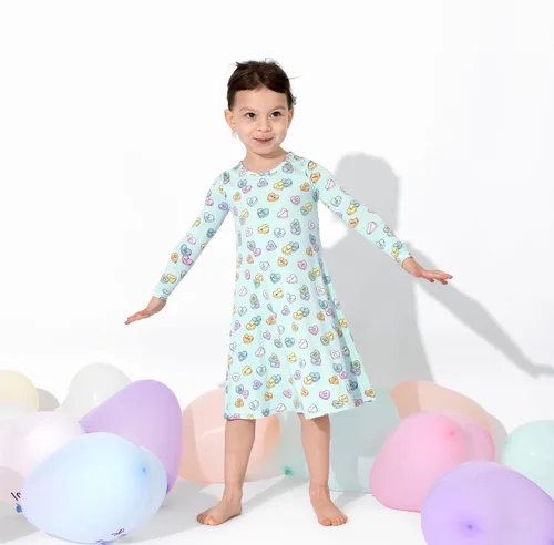 Miniatura 6 de Bellabu Bear Vestidos de bambú para niñas, manga corta y manga larga, viscosa de bambú
