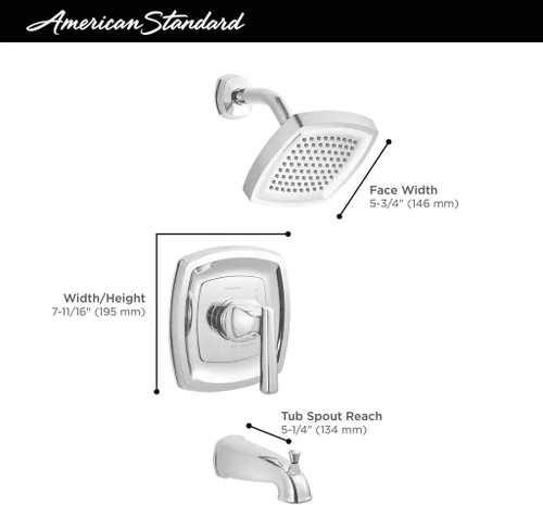 Miniatura 5 de American Standard TU018507.295 Edgemere Kit de molduras con cabezal de ducha y cartucho que ahorra agua, níquel cepillado