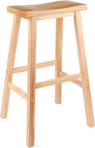 Miniatura 10 de Winsome Satori - Taburete de mostrador con asiento de sillín para cocina, 24 pulgadas, nogal