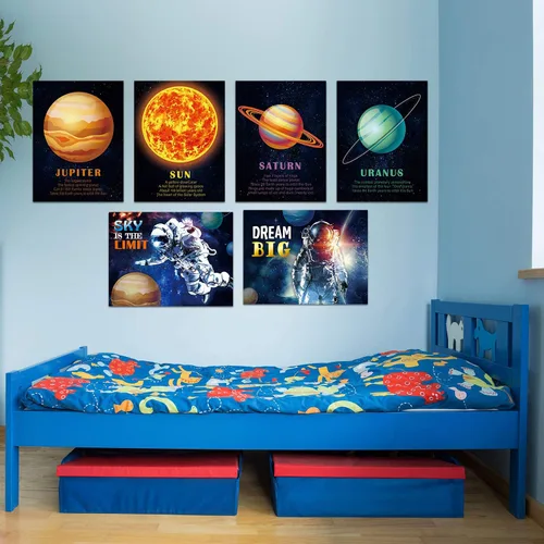 Miniatura 5 de Outus 12 pósteres educativos del sistema solar laminados para niños, espacio y planetas, gráficos de pared para niños pequeños, aula, dormitorio
