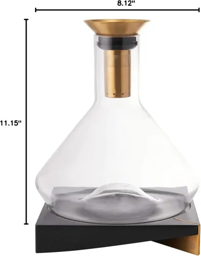 Miniatura 5 de RBT Decantador de vino prémium con colador de sedimentos y aireador integrado, jarra de cristal para mejorar el sabor y la claridad