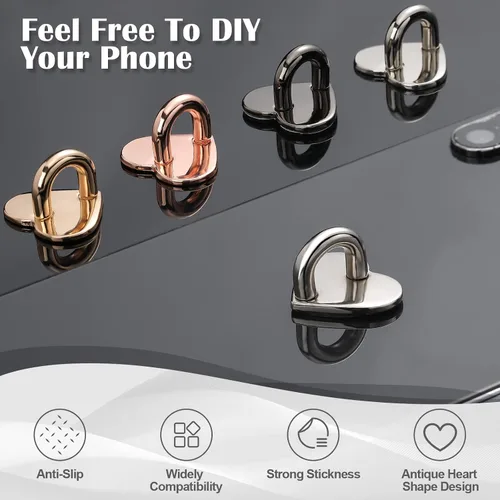Miniatura 2 de Moxweyeni 8 piezas de anillo de dedo adhesivo para teléfono celular, soporte de agarre de dedo de metal para teléfono celular, soporte de agarre