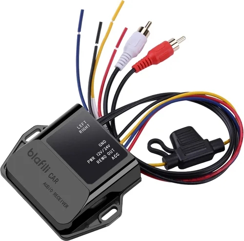 Receptor Bluetooth 5.2 para automóvil – aptX adaptativo, aptX HD, AAC, SBC – Compatible con 12 V/24 V, disparador remoto, salida RCA estéreo –